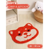 Коврик для дома Доляна «Корги», 50×40 см, цвет красный