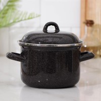 Кастрюля, 1,5 л, эмалированная крышка, цвет чёрный