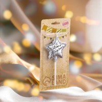 Свеча в торт на шпажке «Воздушный шарик.Звезда», 7 см, серебряная