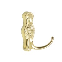 Крючок мебельный ТУНДРА TKd=023, двухрожковый, золото, 4 шт. TMP