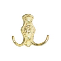 Крючок мебельный ТУНДРА TKd=023, двухрожковый, золото, 4 шт. TMP