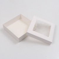 Коробка складная, крышка-дно,с окном, белая, 30 х 30 х 8 см