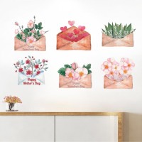 Наклейка пластик интерьерная цветная "Конверты с цветами и сердцами" 60х80 см