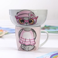 Набор детской посуды Доляна «Совенок», 2 предмета: кружка 230 мл, миска 400 мл