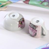 Набор детской посуды Доляна «Совенок», 2 предмета: кружка 230 мл, миска 400 мл