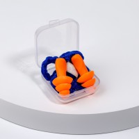 Беруши на шнурке, 3×1.7 см, в футляре, фасовка 10 пар, силиконовые, оранжевые