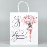 Пакет подарочный крафт «8 марта», цветы, 22×25×12 см