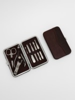 Набор маникюрный, 8 предметов, в футляре, коричневый