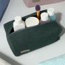 Косметичка женская на молнии TEXTURA, объёмная, большая, мягкая, вафельная текстура, зелёная