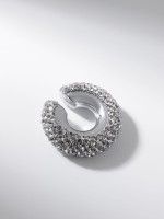 Серьги каффы «Бублик», малые стразы, белые в серебре