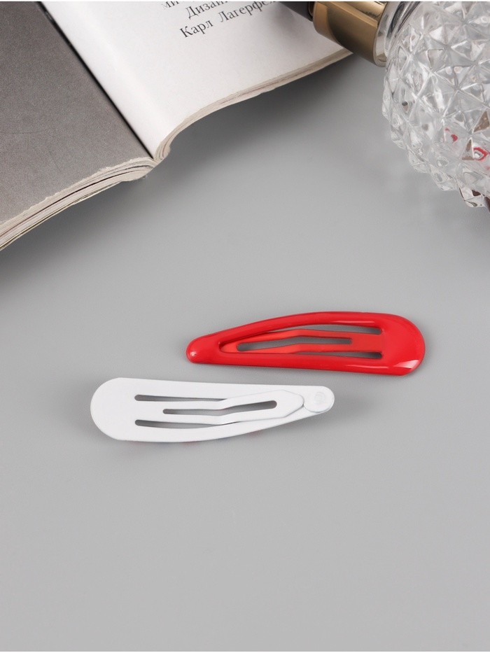 Заколки для волос QF «Флора», набор 8 шт., сердца круги, 5 см, МИКС