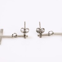 Серьги металл «Крестики» дуэт, цвет серебро