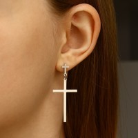 Серьги металл «Крестики» дуэт, цвет серебро