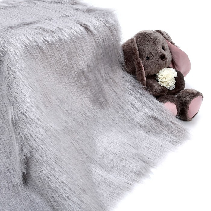 Лоскут 50*50 мех длинноворсовый на трикотажной основе цвет светло серый