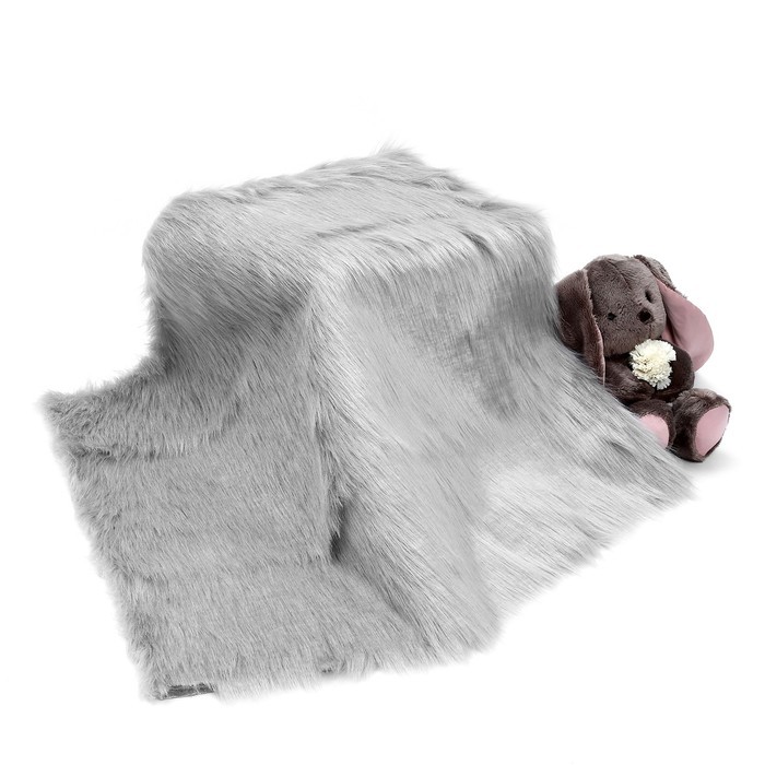 Лоскут 50*50 мех длинноворсовый на трикотажной основе цвет светло серый