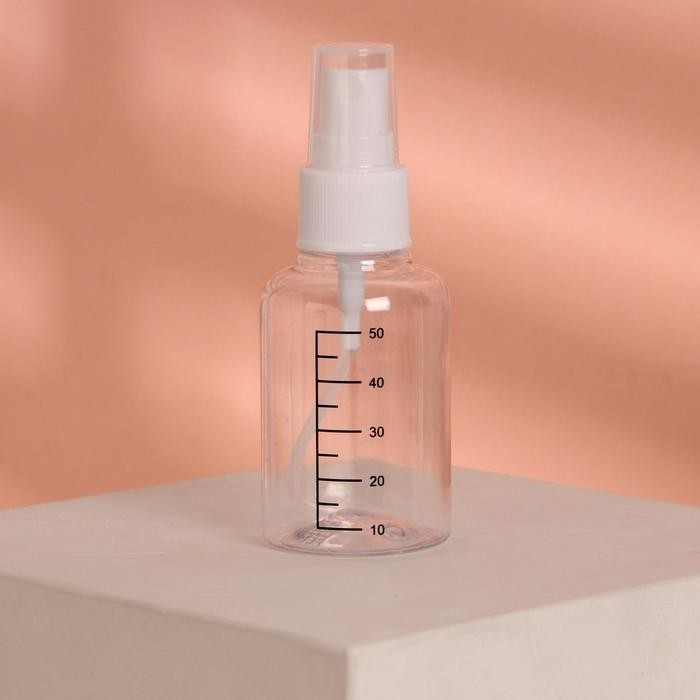 Бутылочка для хранения, с распылителем, со шкалой деления, 75 мл, цвет белый/прозрачный