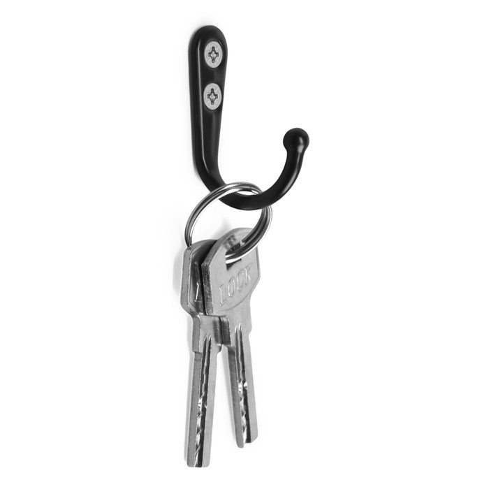 Крючок мебельный ТУНДРА TKO023, однорожковый, черный