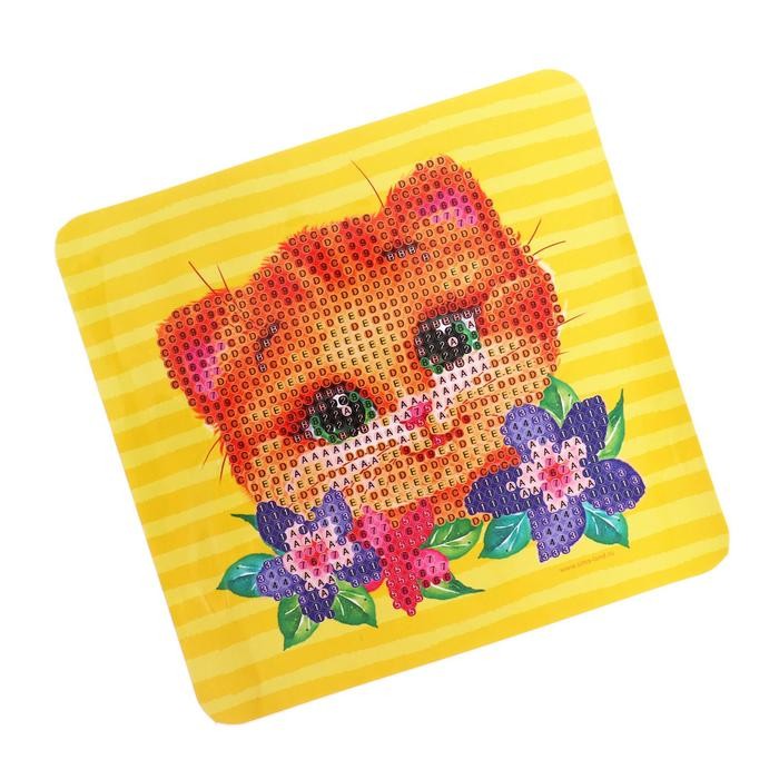 Алмазная мозаика на шкатулке с частичным заполнением «Котик», 14 х 14 см Алмазная мозаика на шкатулке с частичным заполнением «Котик», 14 х 14 см