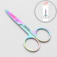 Ножницы маникюрные, загнутые, широкие, 9 см, цвет хамелеон