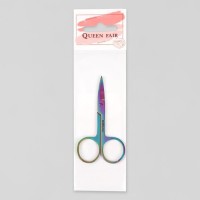 Ножницы маникюрные, загнутые, широкие, 9 см, цвет хамелеон