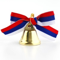 Колокольчик на булавке с бантом на выпускной, триколор, d = 2,6 см