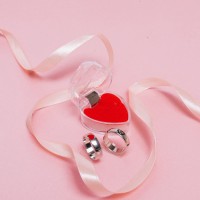 Набор колец 2 штуки «Неразлучники» сердца, цвет чёрно-красный в серебре, размер 17