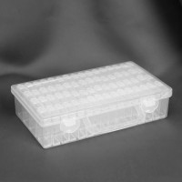 Органайзер для хранения мелочей, 64 баночки, 13×22×5 см, с наклейками, прозрачный