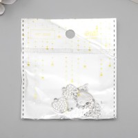 Декор для творчества металл, стразы "Сердечко с надписью" серебро 0,2х1,8х2,1 см