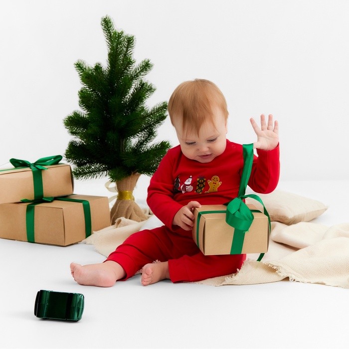 Костюм (кофточка и штанишки) Крошка Я "Зимние друзья", рост 62-68 см