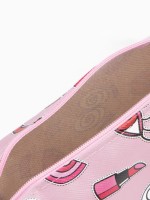 Косметичка дорожная на молнии, с ручкой, с принтом Beach party, розовая