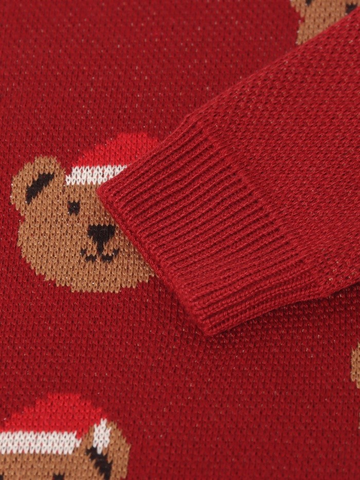 Джемпер вязаный новогодний «Крошка Я. Новогодние медвежата», рост 68-74 см, красный