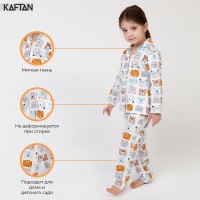 Пижама детская (рубашка, брюки) KAFTAN "Зверята" р. 110-116, белый