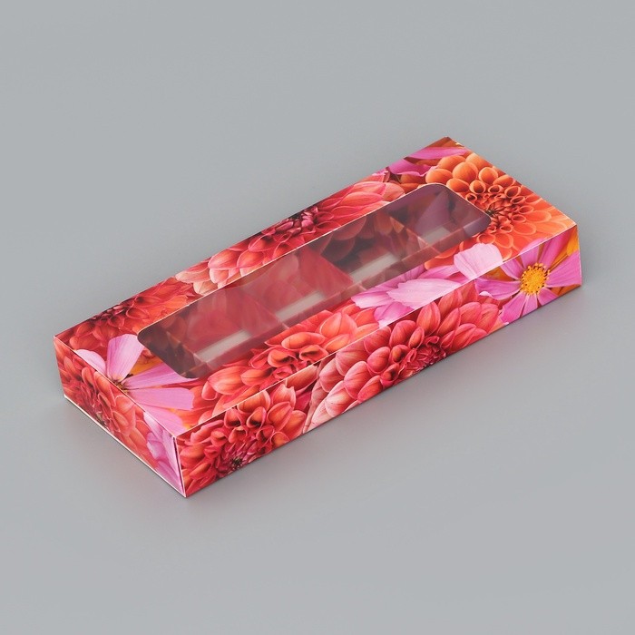 Коробка складная для 10 конфет «Цветочки», 9.8×22×3.5 см