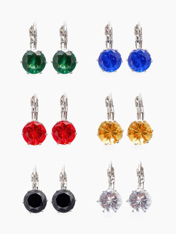 Серьги со стразами «Конфетти» каникулы круг, цвет МИКС в серебре