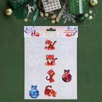 Наклейки на окна новогодние "Снежинки" 9 х 9 см, 12 шт, МИКС