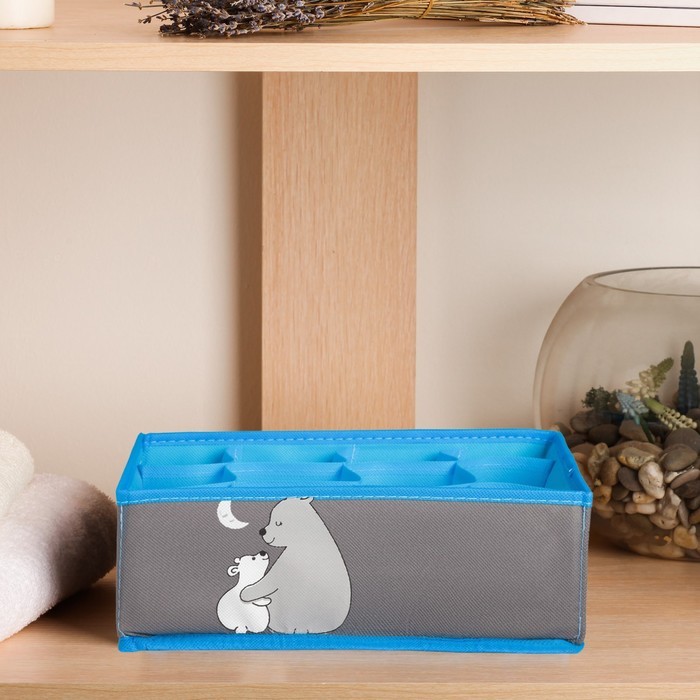 Органайзер для хранения, кофр для белья 12 ячеек «Медведи», 27×20×10 см