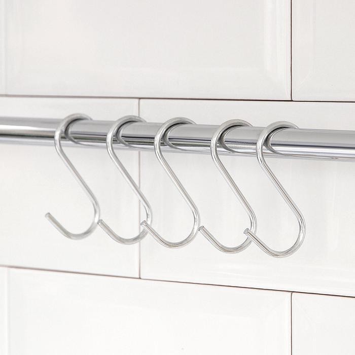 Крючки для рейлинга Доляна, d=2.4 см, 7 см, 5 шт., хромированные