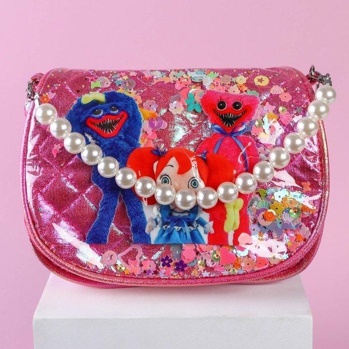 Сумка дет ХВ L-б/н, 16*6*12, отдел на молнии, рег ремень, малиновый