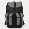 Рюкзак туристический на шнурке, 55 л, 3 наружных кармана, цвет чёрный/хаки