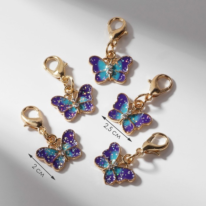 Шарм для браслета «Бабочка», цветной в золоте