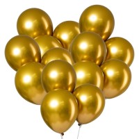 Воздушные шары латексные 12" «Хром», 5 шт., золотые
