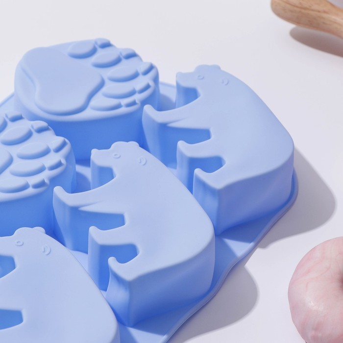 Форма для выпечки «Полярный мишка», 6 ячеек, 26×17,5×3 см, цвет МИКС