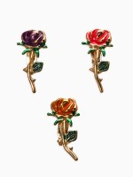 Брошь «Роза» с листьями, цвет МИКС в золоте (неделимая фасовка 12 шт., цена за шт.)