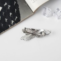 Заколка-автомат для волос "Либерти" перья, 7 см, серебро