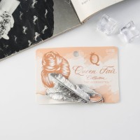 Заколка-автомат для волос "Либерти" перья, 7 см, серебро