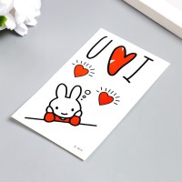 Татуировка на тело цветная "Зайчик - признание в любви" 10,5х6 см