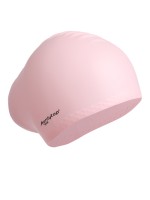 Шапочка для плавания силиконовая для длинных волос, цвет розовый