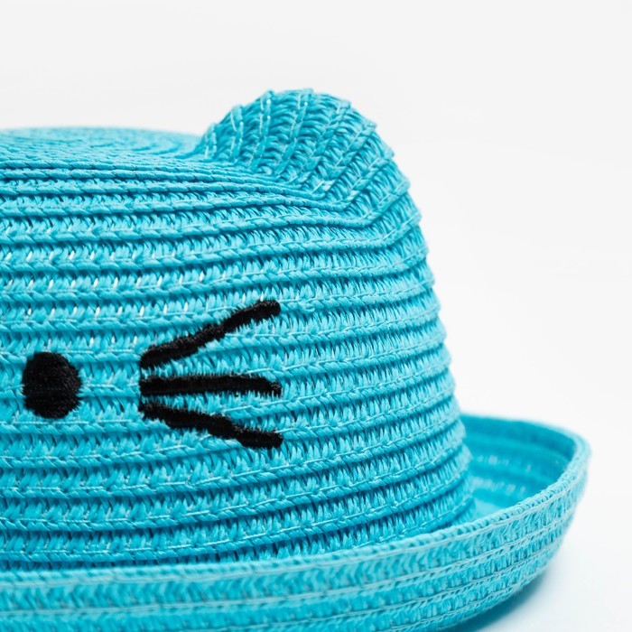 Шляпа для девочки MINAKU "Кошечка", цв. голубой, р-р 50 Шляпа для девочки MINAKU "Кошечка", цв. голубой, р-р 50