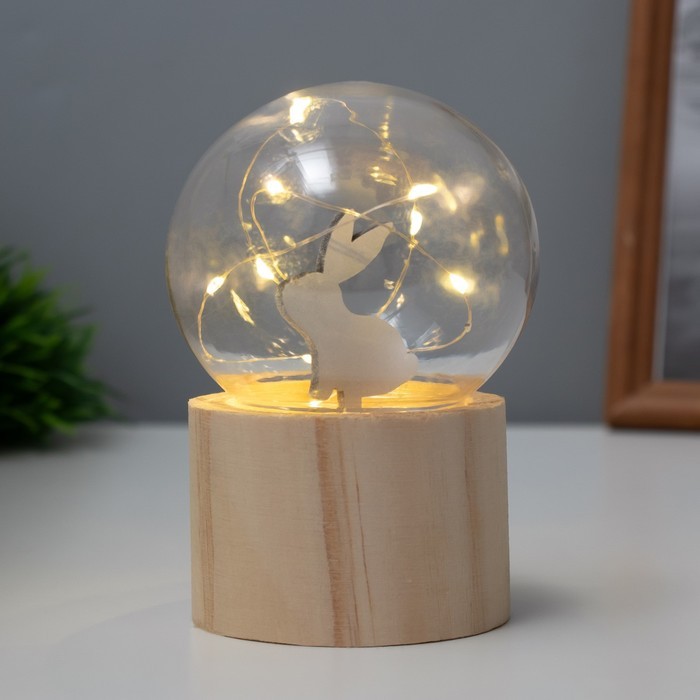 Ночник «Шар-заяц» LED 3хAG10 шар 8см 6,5х6,5х11,5см