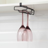 Держатель для бокалов подвесной на 4 предмета Доляна, 10.5×26×7.5 см, чёрный